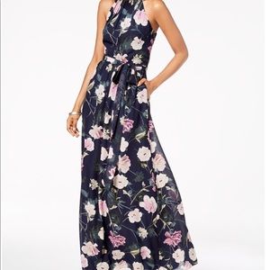 SL Fashions Floral Print Chiffon Maxi Dress
